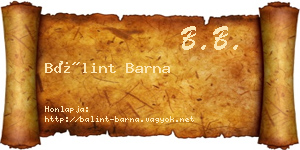 Bálint Barna névjegykártya