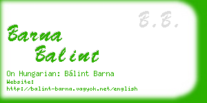 barna balint business card